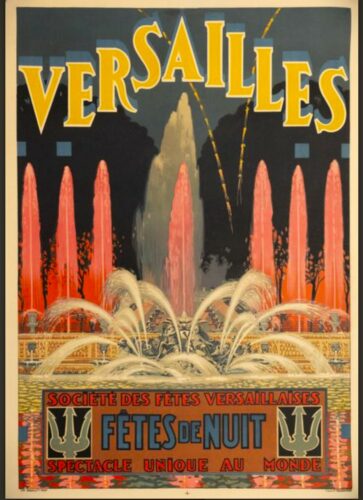 Affiche originale Grandes eaux de Versailles 1920