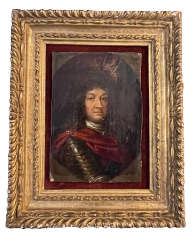 Portrait miniature de Louis XIV en armure XVIIème